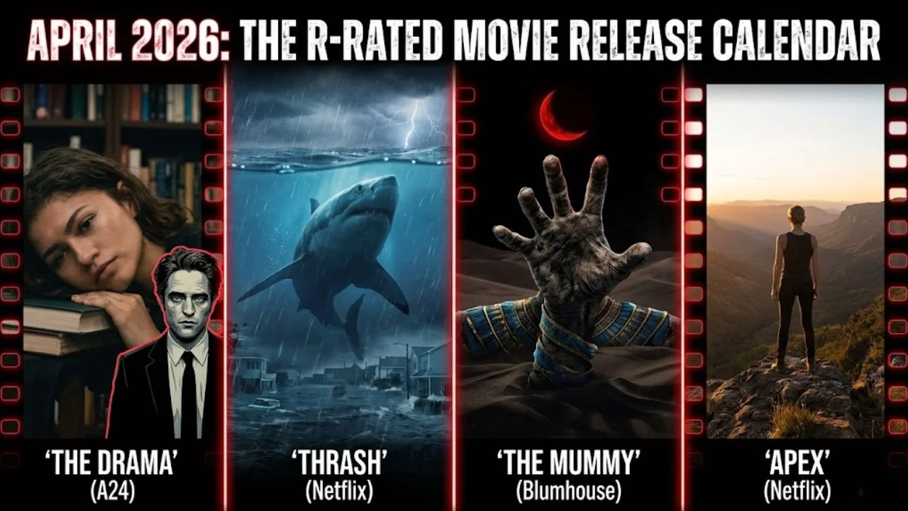 R-Rated Movie Release Calendar for April 2026 featuring horror, thriller, and drama genres.